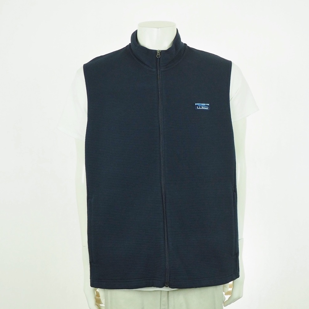 LL L.L. Bean Lakewashed Double-Knit Jacket Vest Mens XL Navy Blue Full-Zip Mock